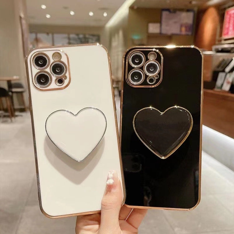 Electroplating Love Heart Holder TPU Phone Case, For iPhone 11 Pro Max, For iPhone 11, For iPhone 11 Pro, For iPhone XR, For iPhone XS Max