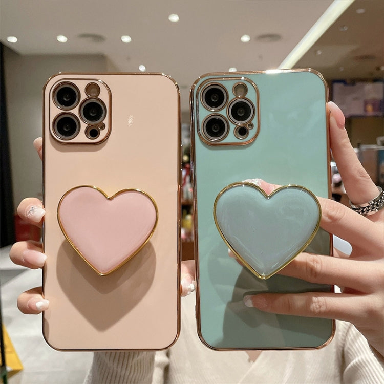 Electroplating Love Heart Holder TPU Phone Case, For iPhone 13 mini, For iPhone 12, For iPhone 12 Pro Max, For iPhone 12 Pro, For iPhone 12 mini