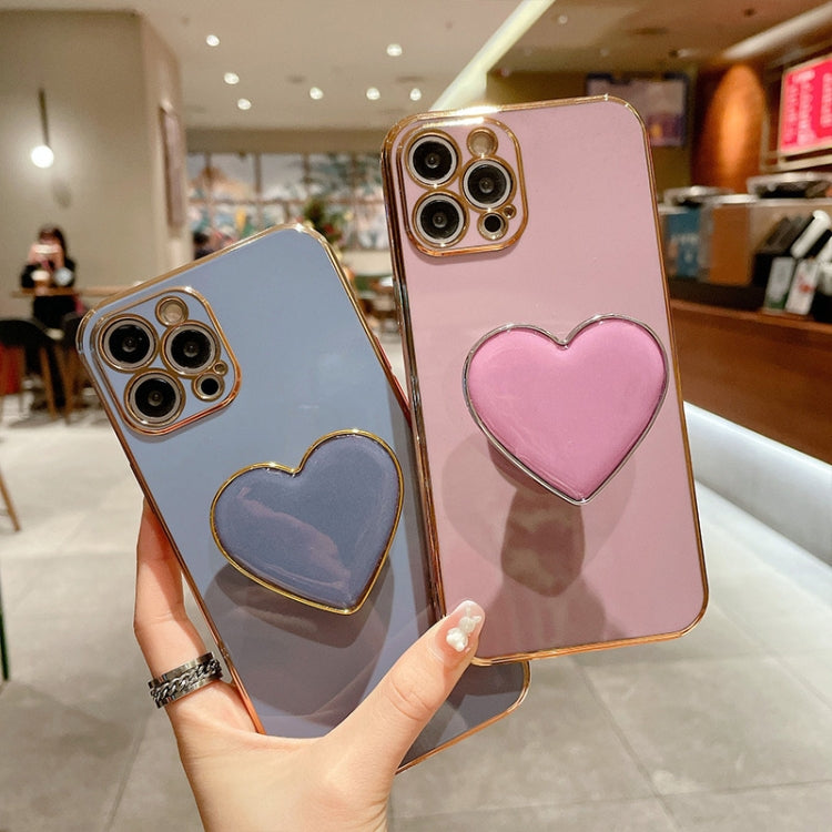 Electroplating Love Heart Holder TPU Phone Case, For iPhone SE 2022 / 2020 / 7 / 8, For iPhone X / XS, For iPhone 7 Plus / 8 Plus