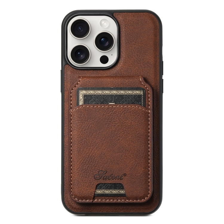 Suteni H16 Litchi Texture Leather Detachable Wallet Back Phone Case, For iPhone 16e, For iPhone 16 Pro Max, For iPhone 16 Pro, For iPhone 16 Plus, For iPhone 16, For iPhone 15 Pro Max, For iPhone 15 Pro, For iPhone 15 Plus