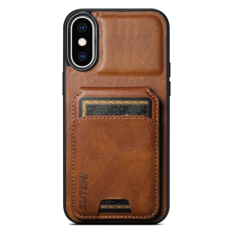 Suteni H02 Leather Wallet Stand Back Phone Case, For iPhone X / XS, For iPhone XR, For iPhone XS Max, For iPhone 12 / 12 Pro