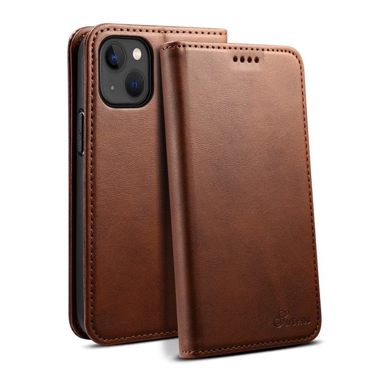 Suteni Calf Texture Horizontal Flip Leather Phone Case, For iPhone 15