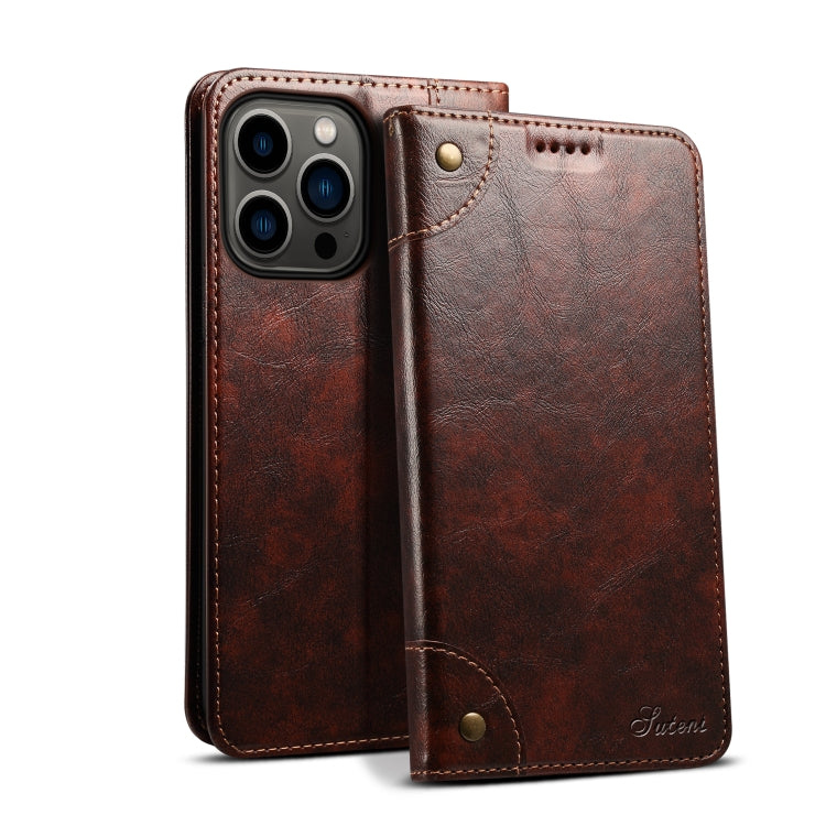 Suteni Baroque Calf Texture Buckle Wallet Leather Phone Case, For iPhone 16e, For iPhone 16 Pro Max, For iPhone 16 Pro, For iPhone 16 Plus, For iPhone 16, For iPhone 15 Pro Max