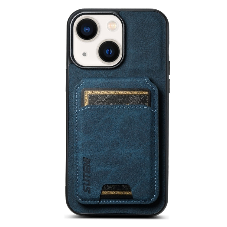 Suteni H02 Litchi Leather Card Wallet Stand Back Phone Case, For iPhone 15 Pro, For iPhone 15 Plus, For iPhone 15, For iPhone 14 Plus, For iPhone 14, For iPhone 14 Pro