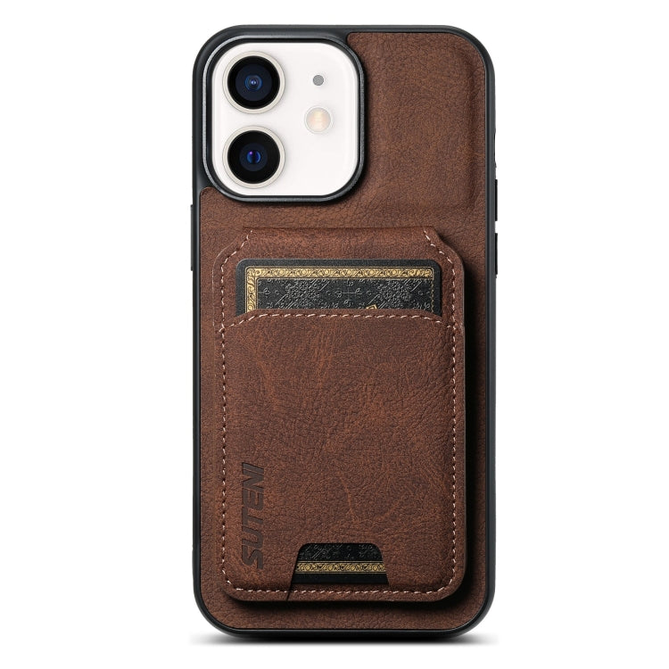 Suteni H02 Litchi Leather Card Wallet Stand Back Phone Case, For iPhone 14 Pro Max, For iPhone 13 Pro Max, For iPhone 13 Pro, For iPhone 13, For iPhone 12 / 12 Pro, For iPhone 12 Pro Max