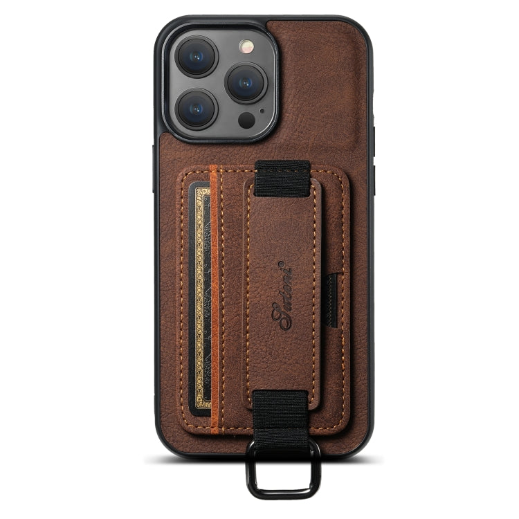 Suteni H13 Litchi Leather Wrist Strap Wallet Back Phone Case, For iPhone 14 Pro Max, For iPhone 13 Pro Max, For iPhone 13 Pro, For iPhone 13, For iPhone 12 / 12 Pro, For iPhone 12 Pro Max