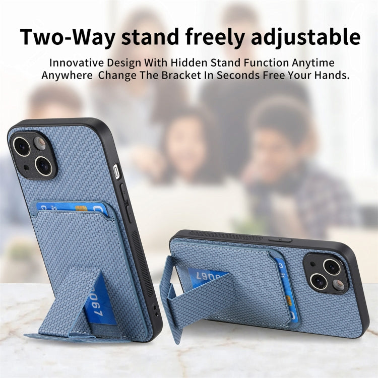 Carbon Fiber Card Bag Fold Stand Phone Case, For iPhone 15 Plus, For iPhone 15, For iPhone 14 Plus, For iPhone 14, For iPhone 14 Pro, For iPhone 14 Pro Max