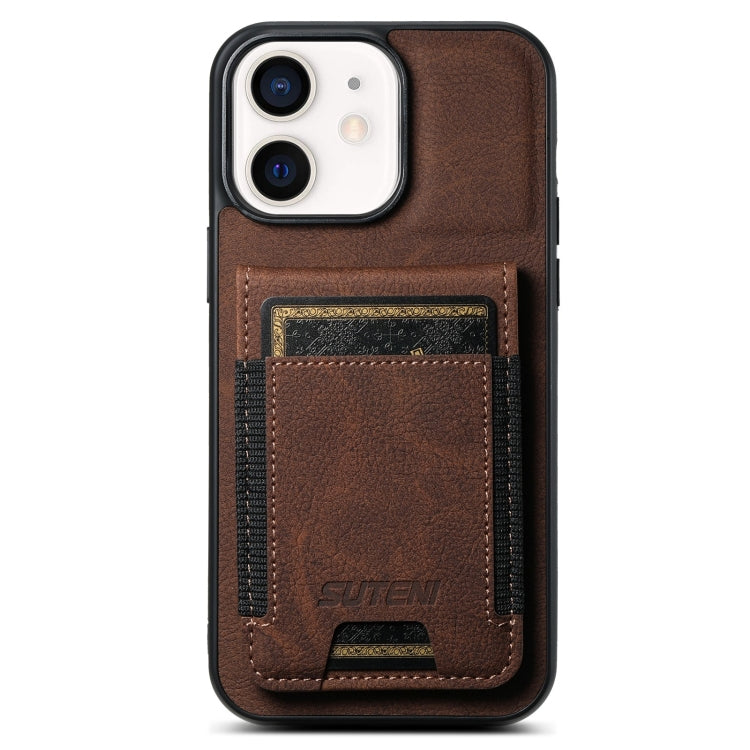 Suteni H03 Litchi Leather Card Bag Stand Back Phone Case, For iPhone 11, For iPhone 11 Pro, For iPhone 12 / 12 Pro