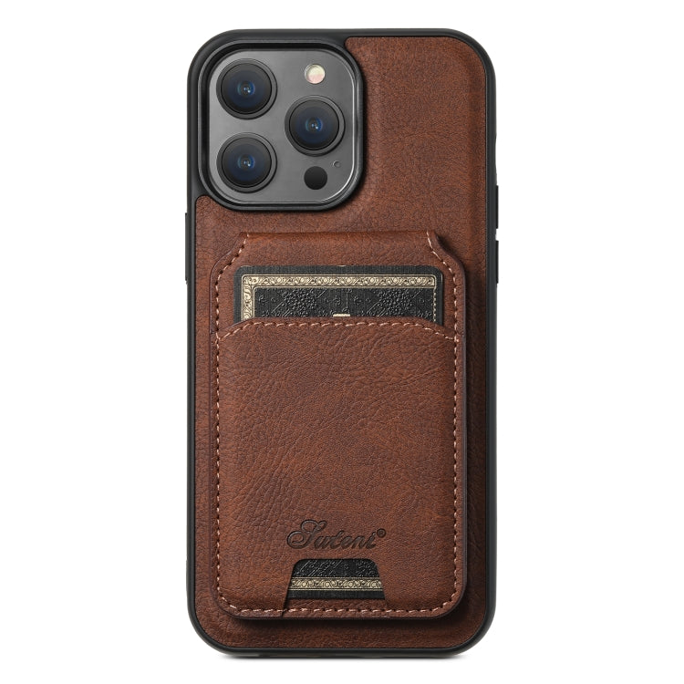 Suteni H17 Litchi Texture Leather MagSafe Detachable Wallet Phone Case, For iPhone 16e, For iPhone 16 Pro Max, For iPhone 16 Pro, For iPhone 16 Plus, For iPhone 16, For iPhone 15 Pro Max, For iPhone 15 Pro, For iPhone 15 Plus