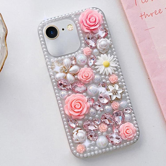 Rose Hand-set Diamond PC Phone Case, For iPhone 16e, For iPhone 16 Pro Max, For iPhone 16 Pro, For iPhone 16 Plus, For iPhone 16, For iPhone 15 Pro Max, For iPhone 15 Pro, For iPhone 15 Plus, For iPhone 15, For iPhone 14 Plus, For iPhone 14