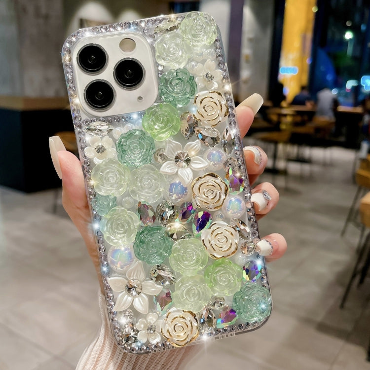 Rose Hand-set Pearl Diamond PC Phone Case, For iPhone 13 mini, For iPhone 12, For iPhone 12 Pro Max, For iPhone 12 Pro, For iPhone 12 mini, For iPhone 11 Pro Max, For iPhone 11, For iPhone 11 Pro