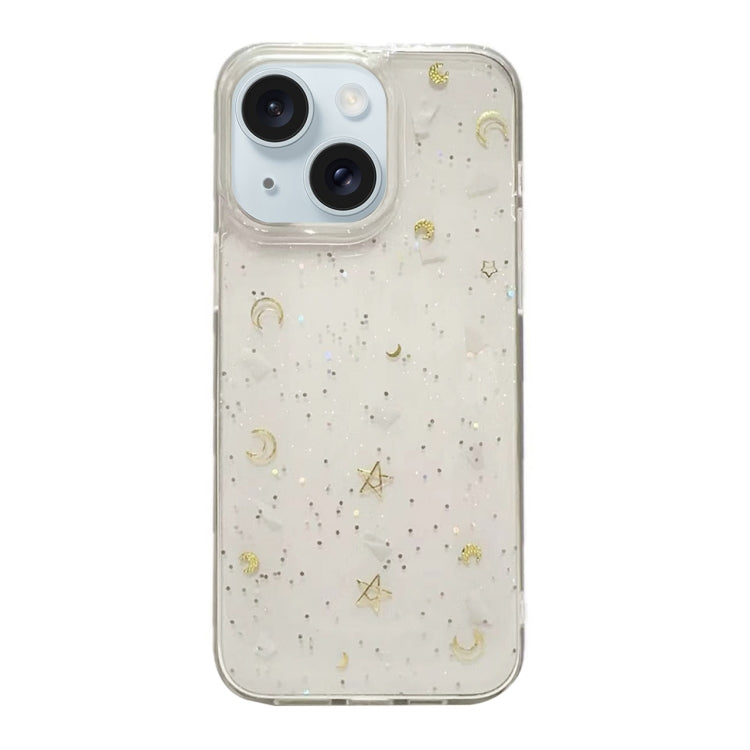 Moon Star Shell Glitter Epoxy TPU Phone Case, For iPhone 16 Pro Max, For iPhone 16 Pro, For iPhone 16 Plus, For iPhone 16, For iPhone 15 Pro Max, For iPhone 15 Pro, For iPhone 15 Plus, For iPhone 15