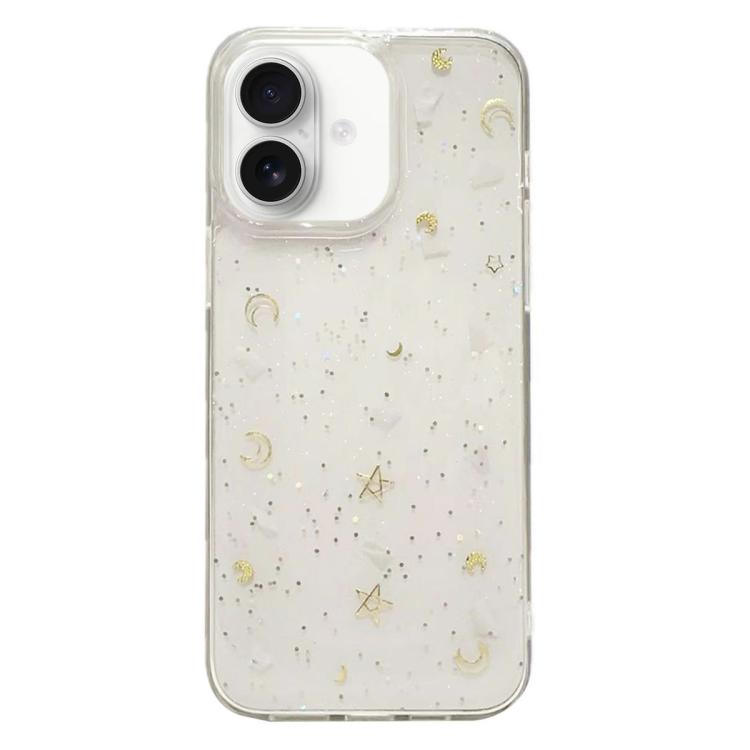 Moon Star Shell Glitter Epoxy TPU Phone Case, For iPhone 16 Pro Max, For iPhone 16 Pro, For iPhone 16 Plus, For iPhone 16, For iPhone 15 Pro Max, For iPhone 15 Pro, For iPhone 15 Plus, For iPhone 15