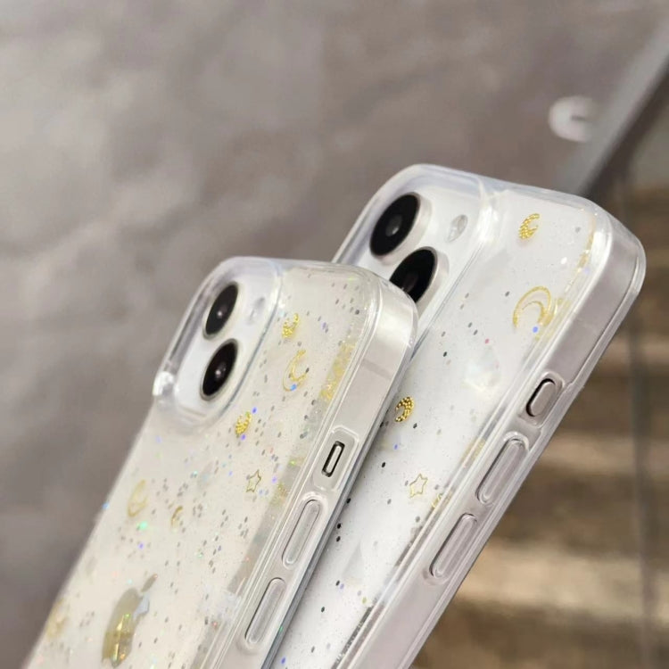 Moon Star Shell Glitter Epoxy TPU Phone Case, For iPhone 16 Pro Max, For iPhone 16 Pro, For iPhone 16 Plus, For iPhone 16, For iPhone 15 Pro Max, For iPhone 15 Pro, For iPhone 15 Plus, For iPhone 15