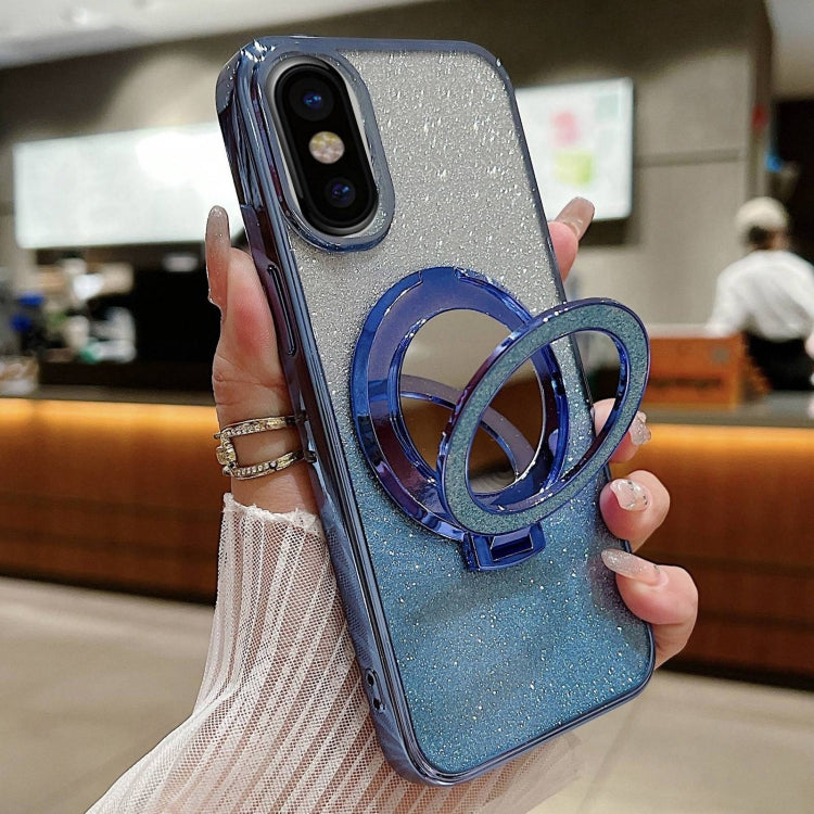 Plated Mirror Holder Gradient Glitter MagSafe Phone Case, For iPhone XS Max, For iPhone 7 / 8 / SE 2022, For iPhone X / XS, For  iPhone 7 Plus / 8 Plus