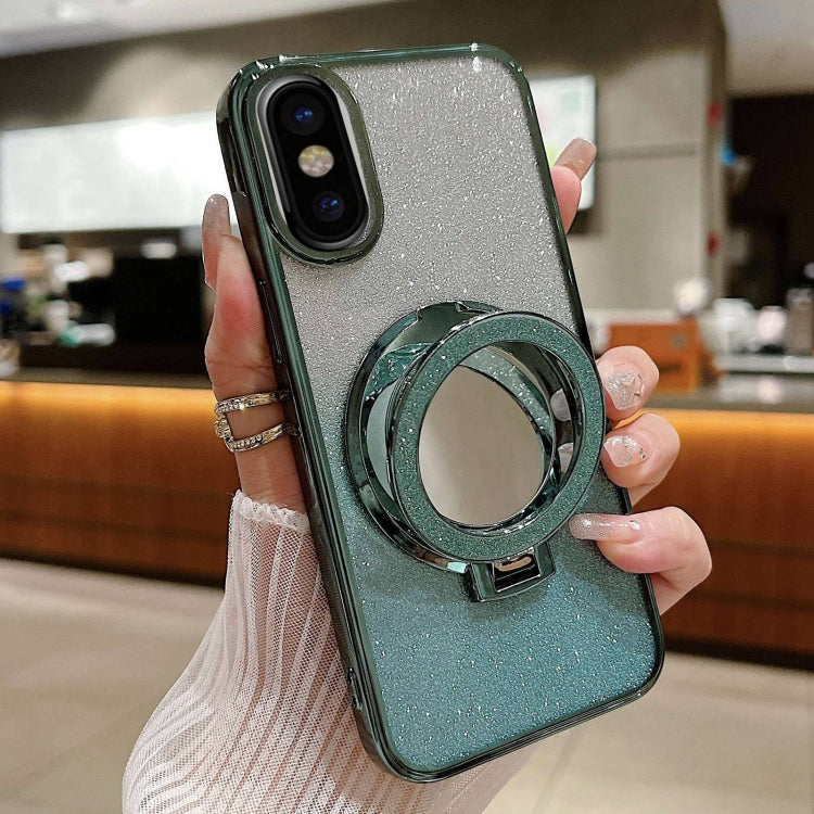 Plated Mirror Holder Gradient Glitter MagSafe Phone Case, For iPhone XS Max, For iPhone 7 / 8 / SE 2022, For iPhone X / XS, For  iPhone 7 Plus / 8 Plus