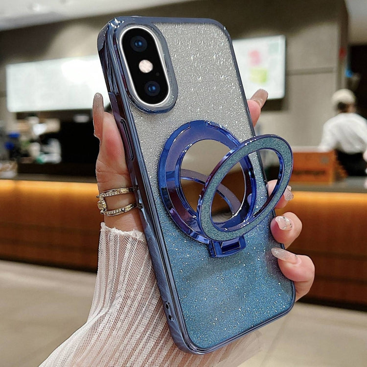 Plated Mirror Holder Gradient Glitter MagSafe Phone Case, For iPhone XS Max, For iPhone 7 / 8 / SE 2022, For iPhone X / XS, For  iPhone 7 Plus / 8 Plus