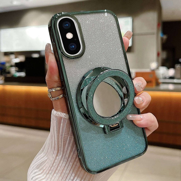 Plated Mirror Holder Gradient Glitter MagSafe Phone Case, For iPhone XS Max, For iPhone 7 / 8 / SE 2022, For iPhone X / XS, For  iPhone 7 Plus / 8 Plus