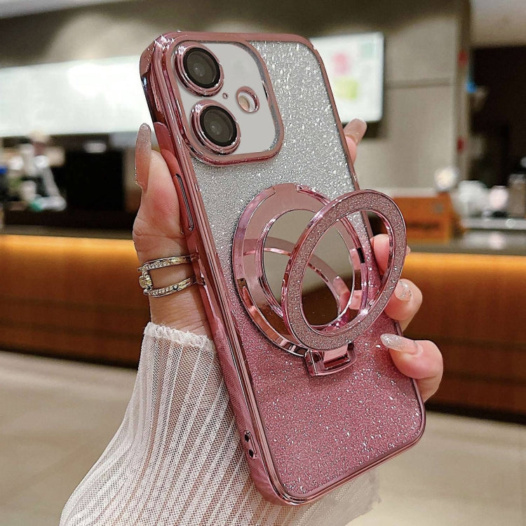 Plated Mirror Holder Gradient Glitter MagSafe Phone Case, For iPhone 16 Pro Max, For iPhone 16 Pro, For iPhone 16 Plus, For iPhone 16