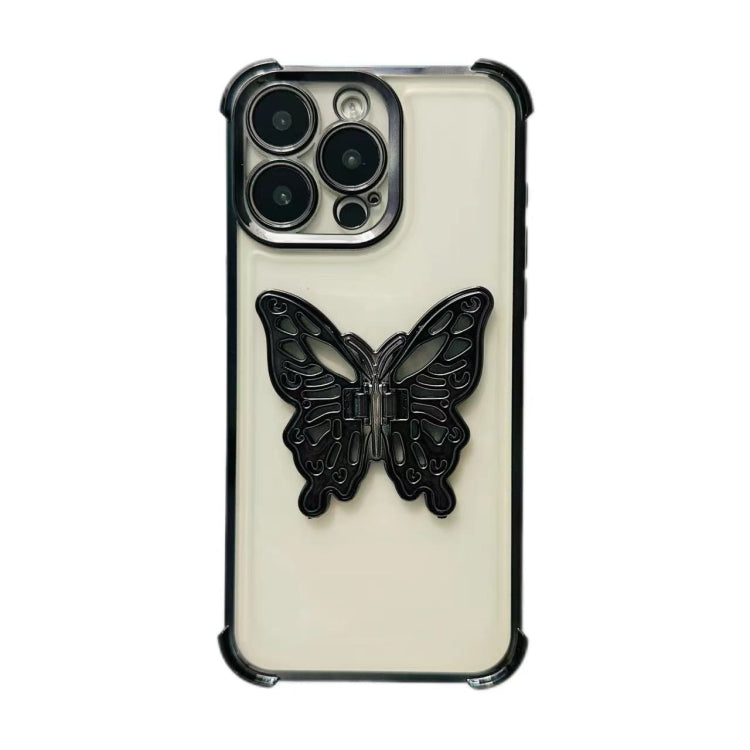 Electrpolated 3D Butterfly Holder TPU Phone Case, For iPhone 15 Plus, For iPhone 15, For iPhone 14 Plus, For iPhone 14, For iPhone 14 Pro, For iPhone 14 Pro Max