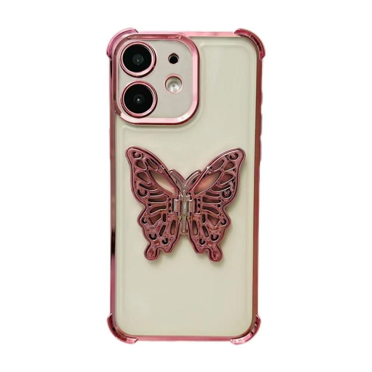 Electrpolated 3D Butterfly Holder TPU Phone Case, For iPhone 13 Pro Max, For iPhone 13 Pro, For iPhone 13, For iPhone 12, For iPhone 12 Pro Max, For iPhone 12 Pro