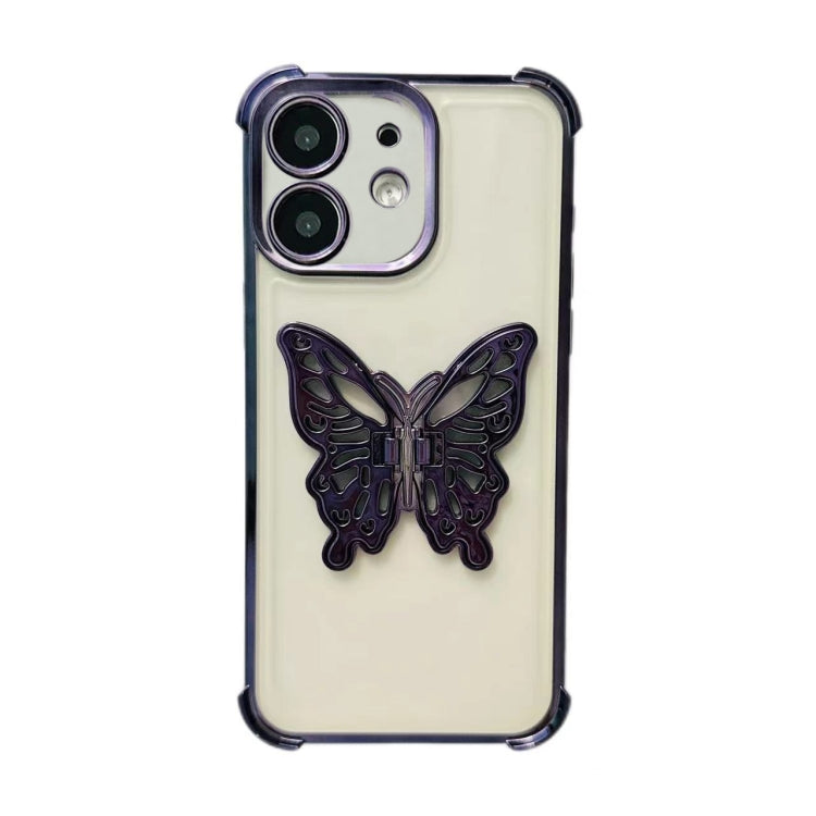 Electrpolated 3D Butterfly Holder TPU Phone Case, For iPhone 13 Pro Max, For iPhone 13 Pro, For iPhone 13, For iPhone 12, For iPhone 12 Pro Max, For iPhone 12 Pro