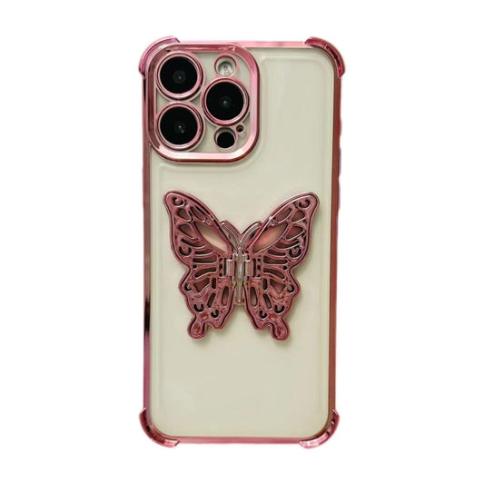 Electrpolated 3D Butterfly Holder TPU Phone Case, For iPhone 11 Pro Max, For iPhone 11, For iPhone 11 Pro, For iPhone XR, For iPhone XS Max, For iPhone 7 / 8 / SE 2022