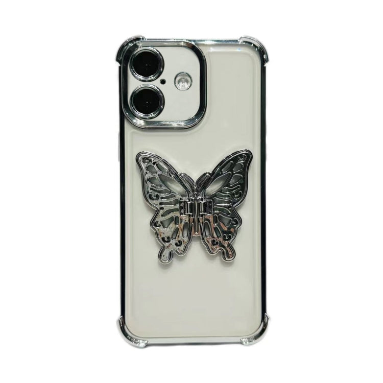 Electrpolated 3D Butterfly Holder TPU Phone Case, For iPhone 16 Pro Max, For iPhone 16 Pro, For iPhone 16 Plus, For iPhone 16, For iPhone 15 Pro Max, For iPhone 15 Pro