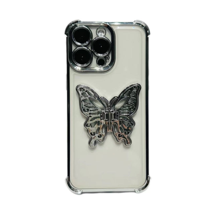 Electrpolated 3D Butterfly Holder TPU Phone Case, For iPhone 16 Pro Max, For iPhone 16 Pro, For iPhone 16 Plus, For iPhone 16, For iPhone 15 Pro Max, For iPhone 15 Pro